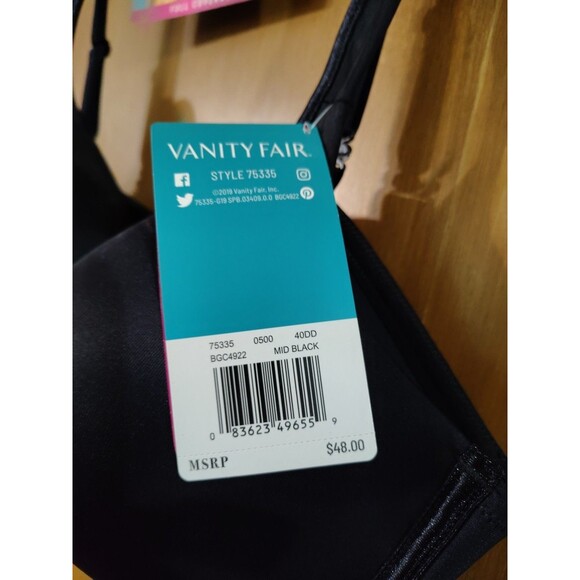 NEW Vanity Fair Body Caress Full Coverage Contour Bra 75335 black 40DD - Picture 2 of 7